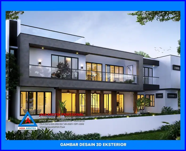 tampak belakang oleh Desain Rumah Modern di Depok, jasa arsitek rumah depok, jasa desain rumah depok, jasa gambar rumah depok