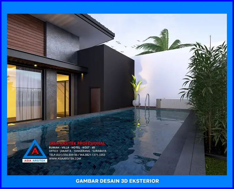 kolam renang oleh Desain Rumah Modern di Depok, jasa arsitek rumah depok, jasa desain rumah depok, jasa gambar rumah depok