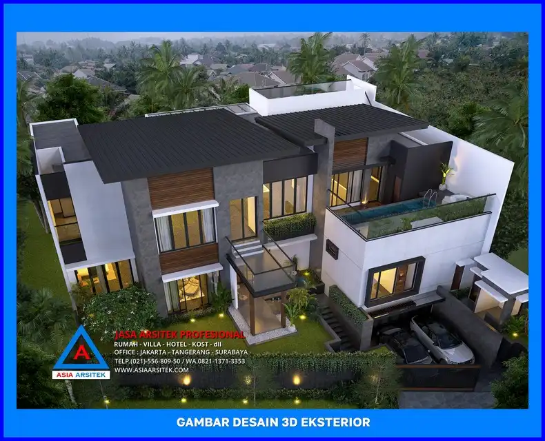 tampak atas oleh Desain Rumah Modern di Depok, jasa arsitek rumah depok, jasa desain rumah depok, jasa gambar rumah depok