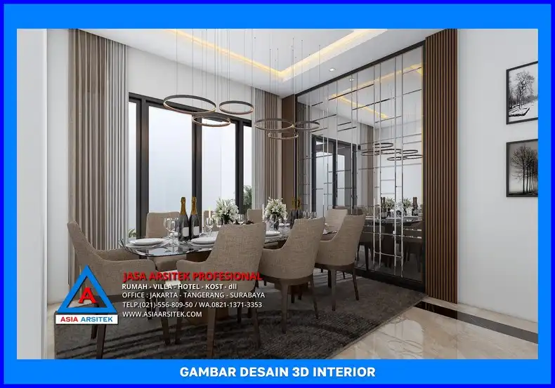 ruang makan oleh Desain Rumah Modern di Depok, jasa arsitek rumah depok, jasa desain rumah depok, jasa gambar rumah depok