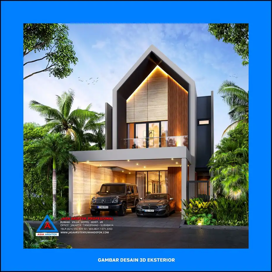 depan kanan Desain Rumah Scandinavian 2 Lantai Terbaru 2025