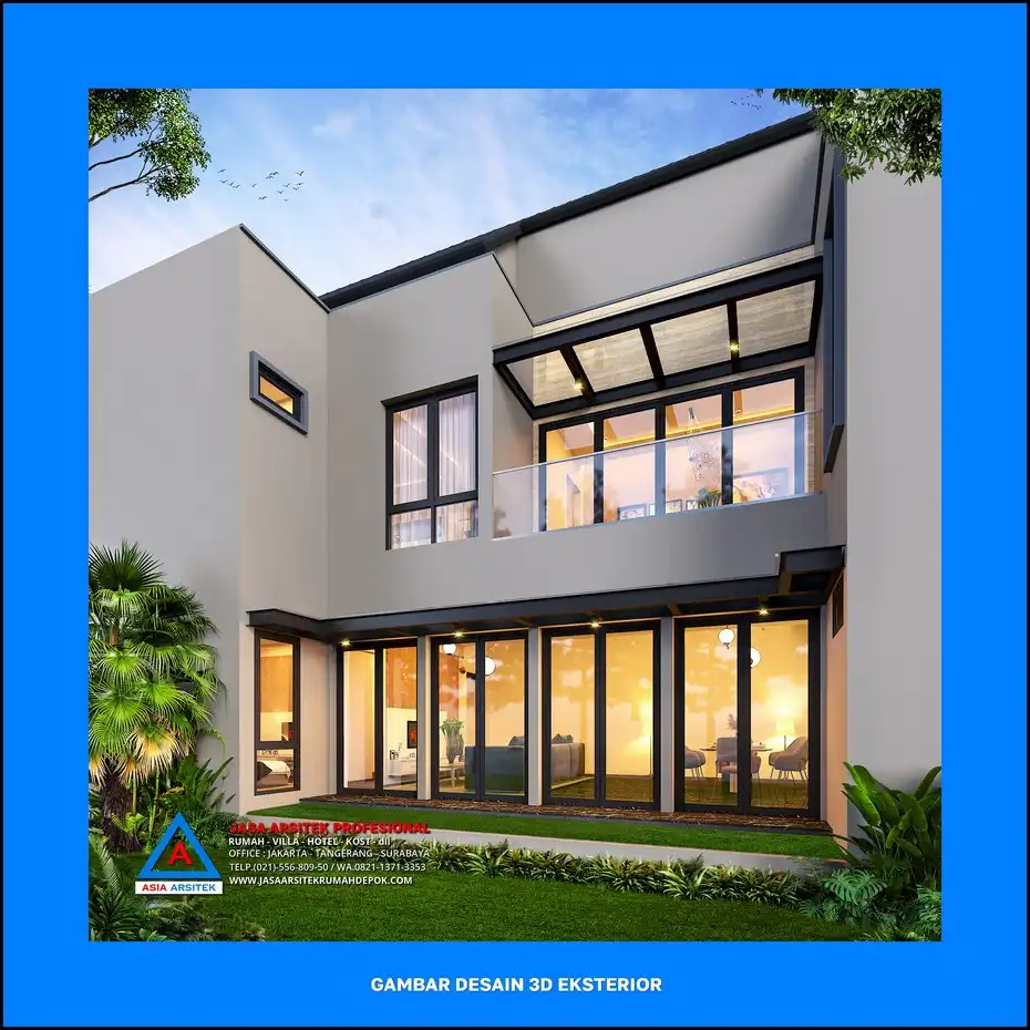 tampak belakang Desain Rumah Scandinavian 2 Lantai Terbaru 2025