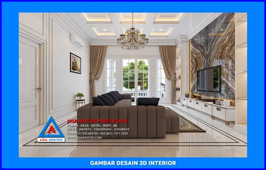 ruang keluarga rumah oleh Jasa Arsitek Depok, jasa desain rumah depok, jasa gambar rumah depok