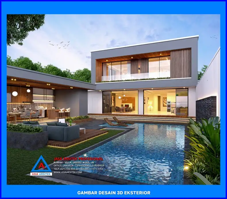 kolam renang rumah oleh Jasa Arsitek Rumah Modern di Depok, jasa arsitek rumah depok, jasa desain rumah depok, jasa gambar rumah depok