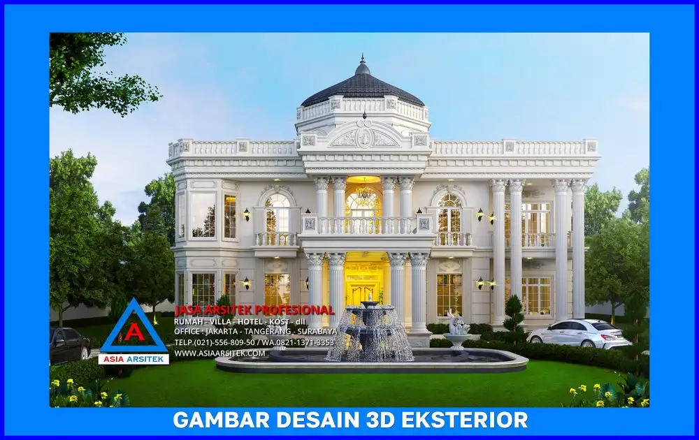 tampak depan rumah mewah klasik oleh Jasa Arsitek Rumah di Depok
