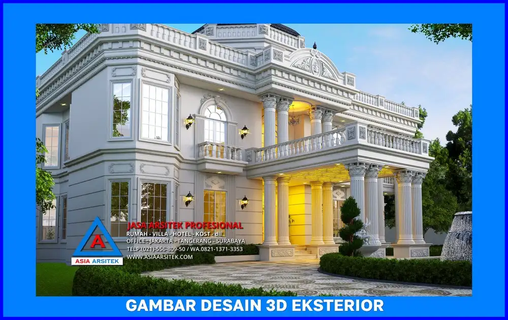 fasad rumah mewah oleh Jasa Arsitek Rumah di Depok