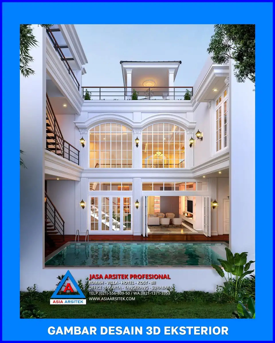 tampak belakang rumah klasik oleh Jasa Arsitek Rumah di Pondok Cina Depok