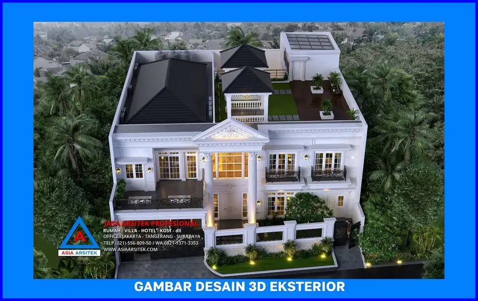 tampak atas rumah klasik oleh Jasa Arsitek Rumah di Pondok Cina Depok