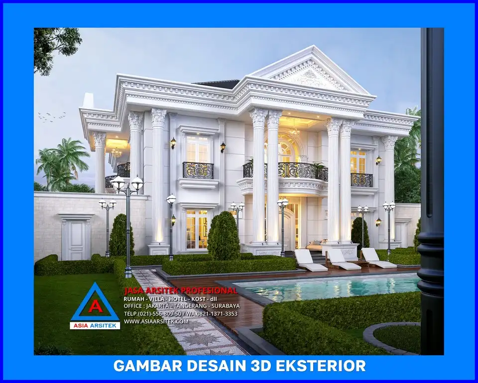 pilar samping kanan rumah klasik oleh Jasa Arsitek Rumah di Sawangan Depok