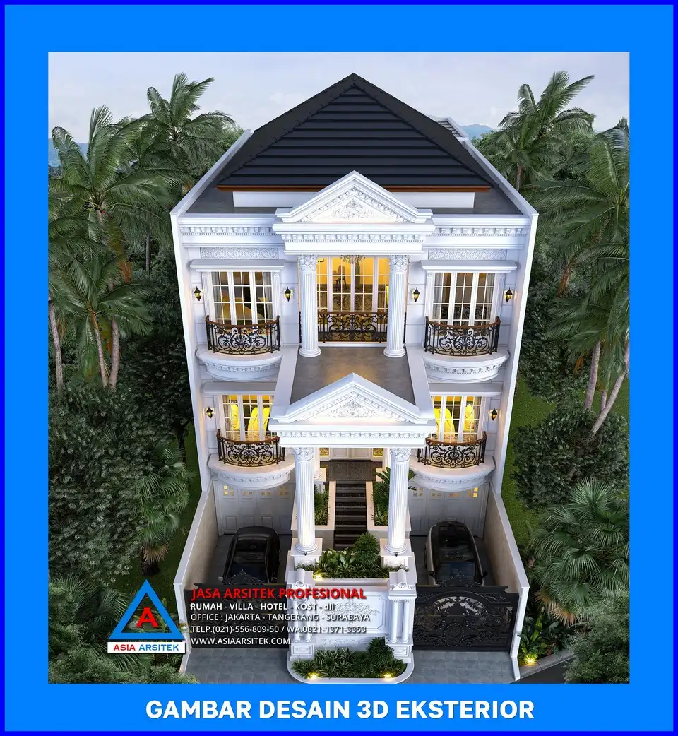 tampak atas rumah 3 lantai oleh Jasa Arsitek Rumah di Sawangan Lama Depok