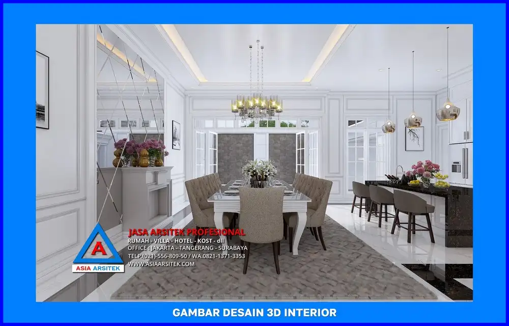 ruang makan rumah oleh Jasa Arsitek Rumah di Sukatani Depok