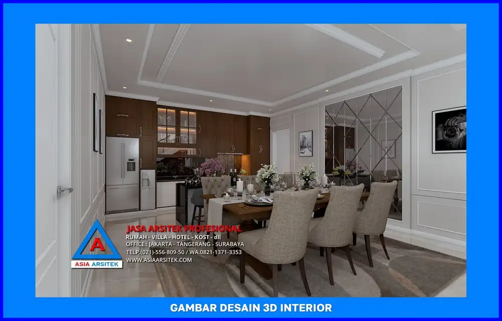 ruang makan dan pantry rumah oleh Jasa Arsitek Rumah di Sukmajaya Depok