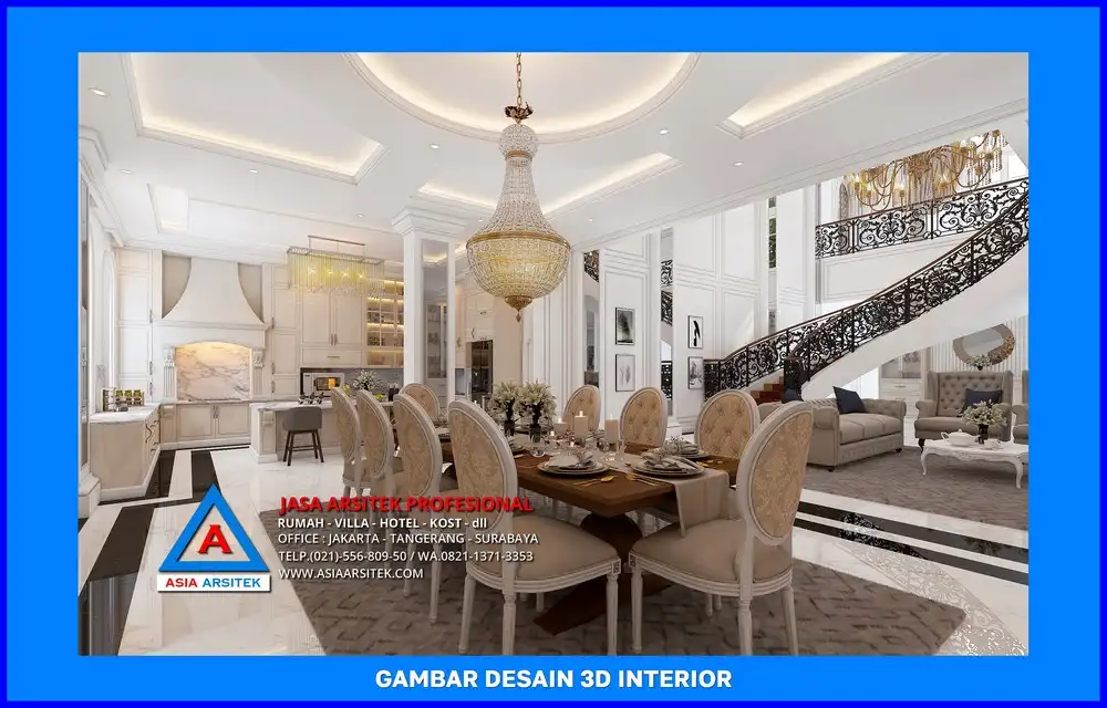 ruang makan rumah klasik oleh Jasa Arsitek Rumah di Tanah Baru Depok