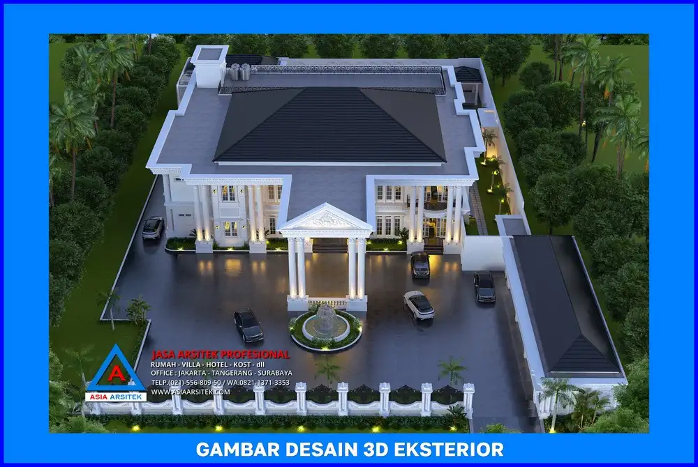 tampak atas rumah klasik mewah oleh Jasa Arsitek Rumah di Tapos Depok