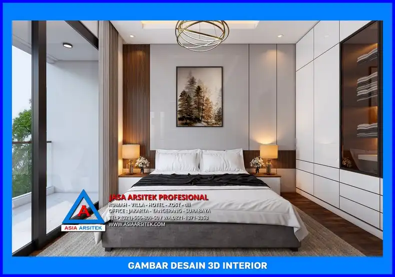 kamar tidur utama oleh Jasa Desain Rumah Minimalis Depok, jasa arsitek rumah depok, jasa desain rumah depok, jasa gambar rumah depok