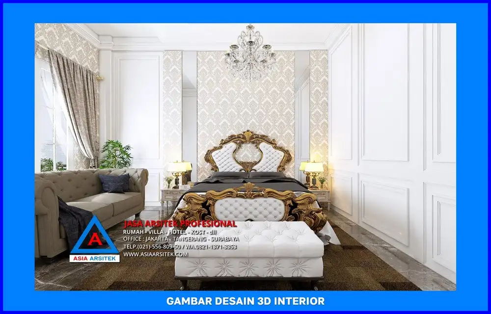 kamar tidur utama rumah mewah klasik oleh Jasa Desain Rumah di Bojongsari Lama Depok