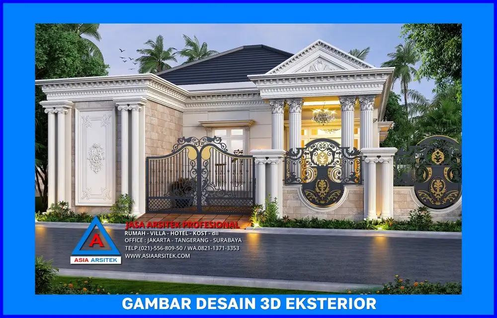 tampak depan rumah klasik oleh Jasa Desain Rumah di Cilodong Depok