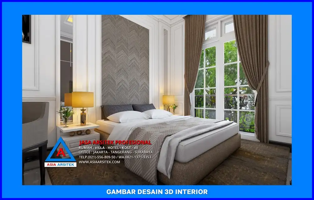 kamar tidur rumah klasik oleh Jasa Gambar Rumah di Depok
