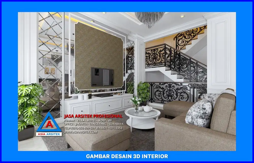 ruang keluarga rumah oleh Jasa Gambar Rumah di Depok