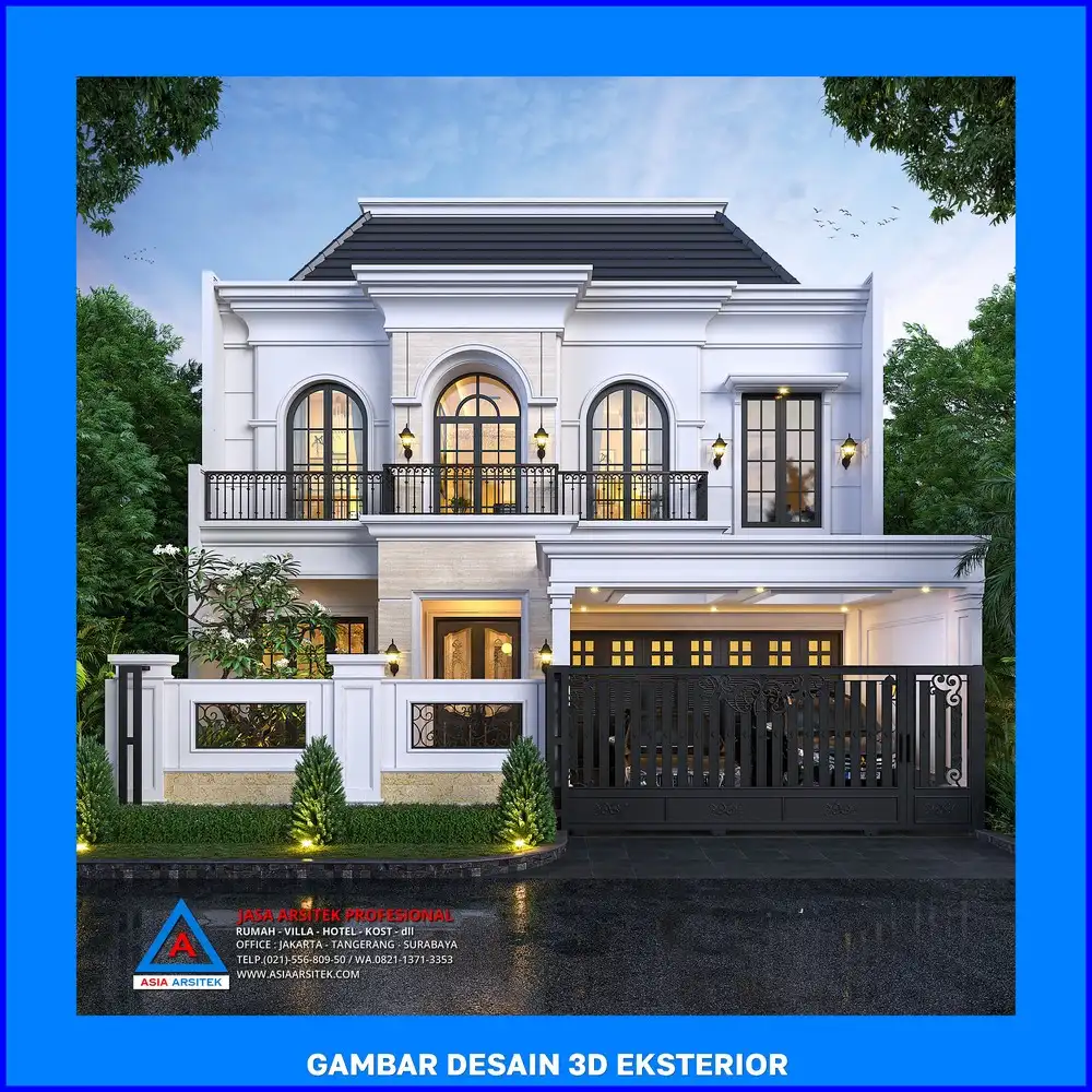 fasad depan rumah oleh Jasa Desain Rumah di Cipayung Depok