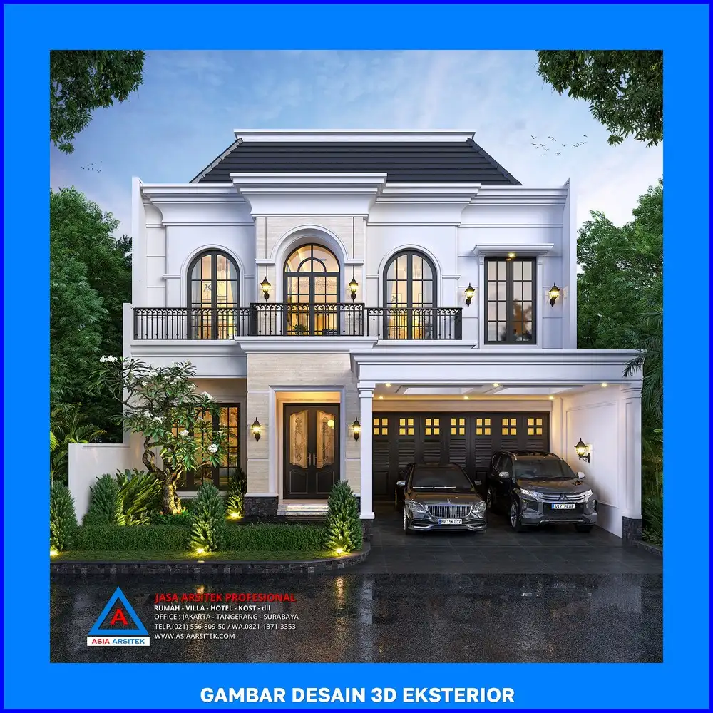 fasad depan rumah tanpa pagar oleh Jasa Desain Rumah di Cipayung Depok