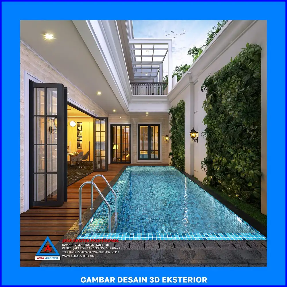 kolam renang rumah oleh Jasa Desain Rumah di Cipayung Depok