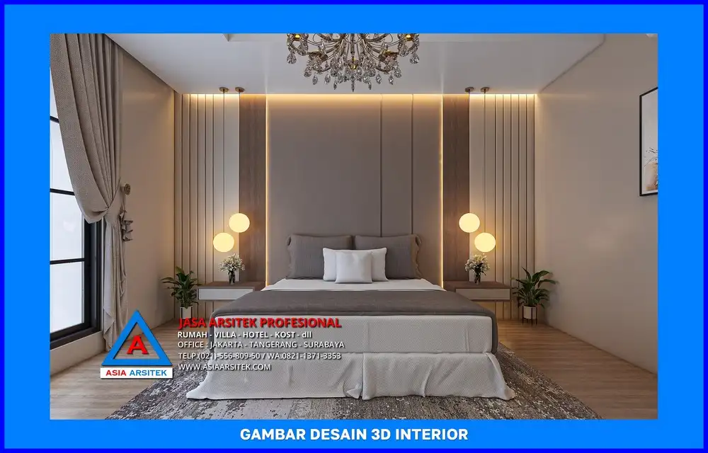 kamar tidur utama oleh Jasa Desain Rumah di Cipayung Depok