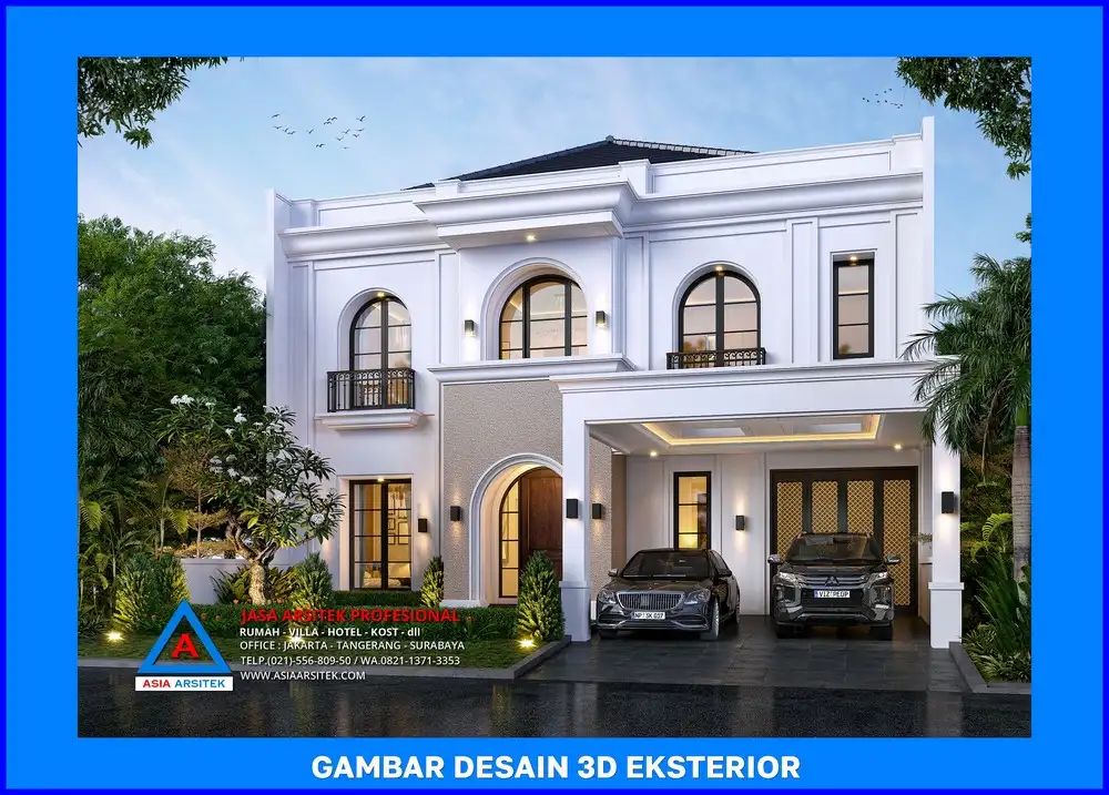 desain tampak depan oleh Jasa Desain Rumah di Cipayung Jaya Depok