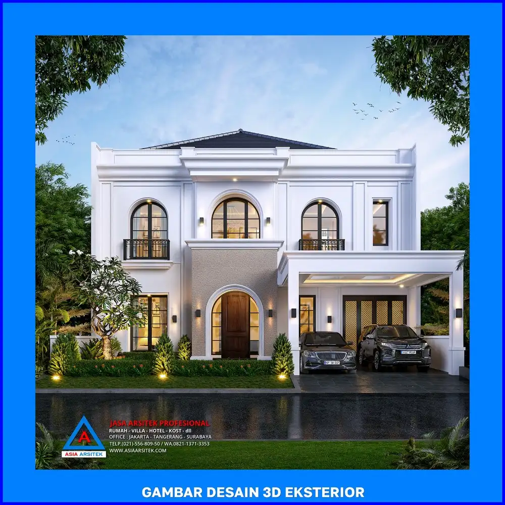 desain fasad depan oleh Jasa Desain Rumah di Cipayung Jaya Depok