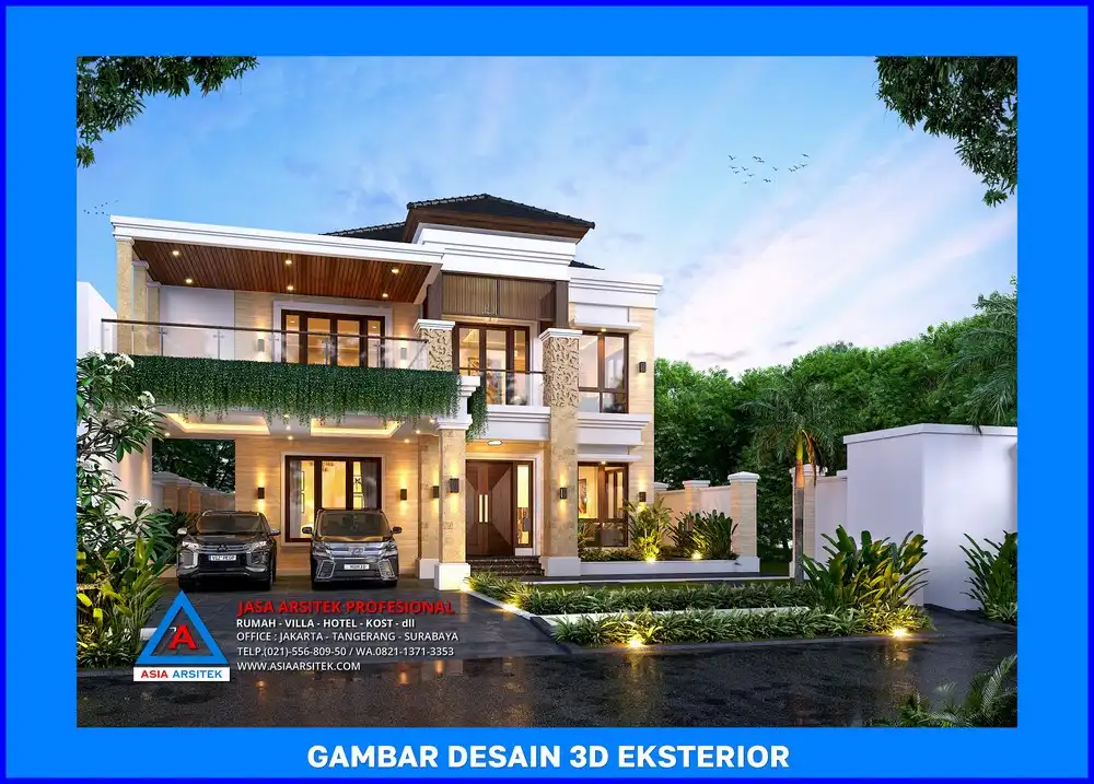 tampak depan kiri oleh Jasa Desain Rumah di Curug Depok, jasa arsitek rumah depok, jasa desain rumah depok, jasa gambar rumah depok