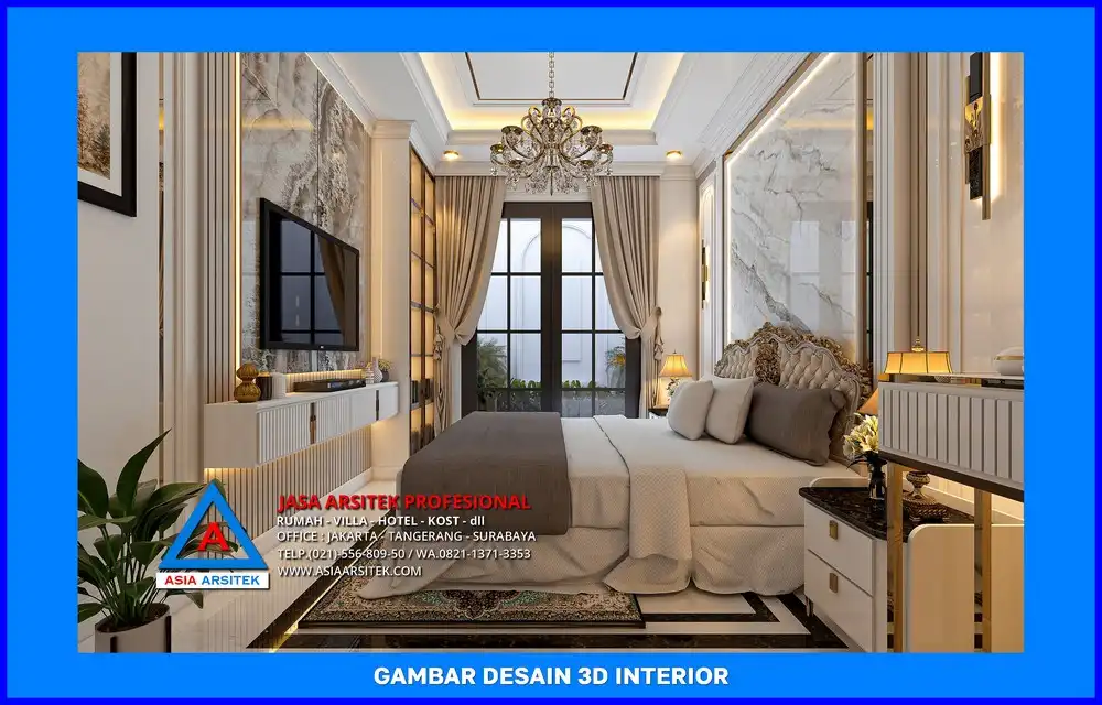 kamar tidur utama oleh Jasa Desain Rumah di Duren Seribu Depok, jasa arsitek rumah depok, jasa desain rumah depok, jasa gambar rumah depok