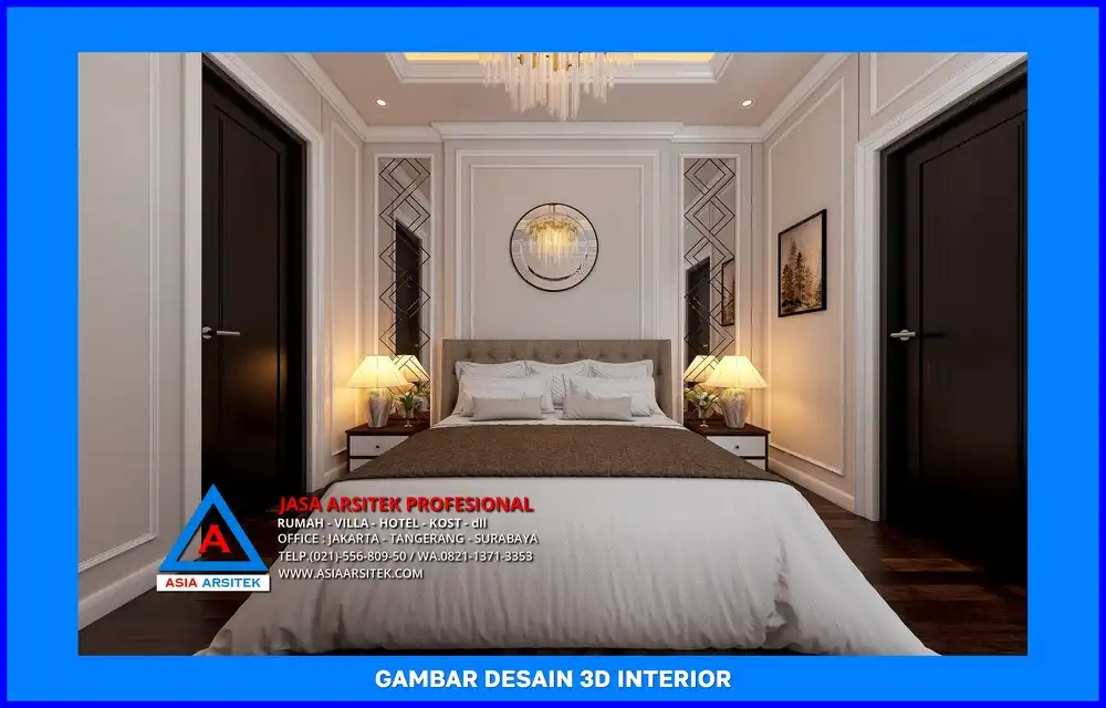 kamar tidur utama oleh Jasa Desain Rumah di Rangkapan Jaya Depok, jasa arsitek rumah depok, jasa desain rumah depok, jasa gambar rumah depok