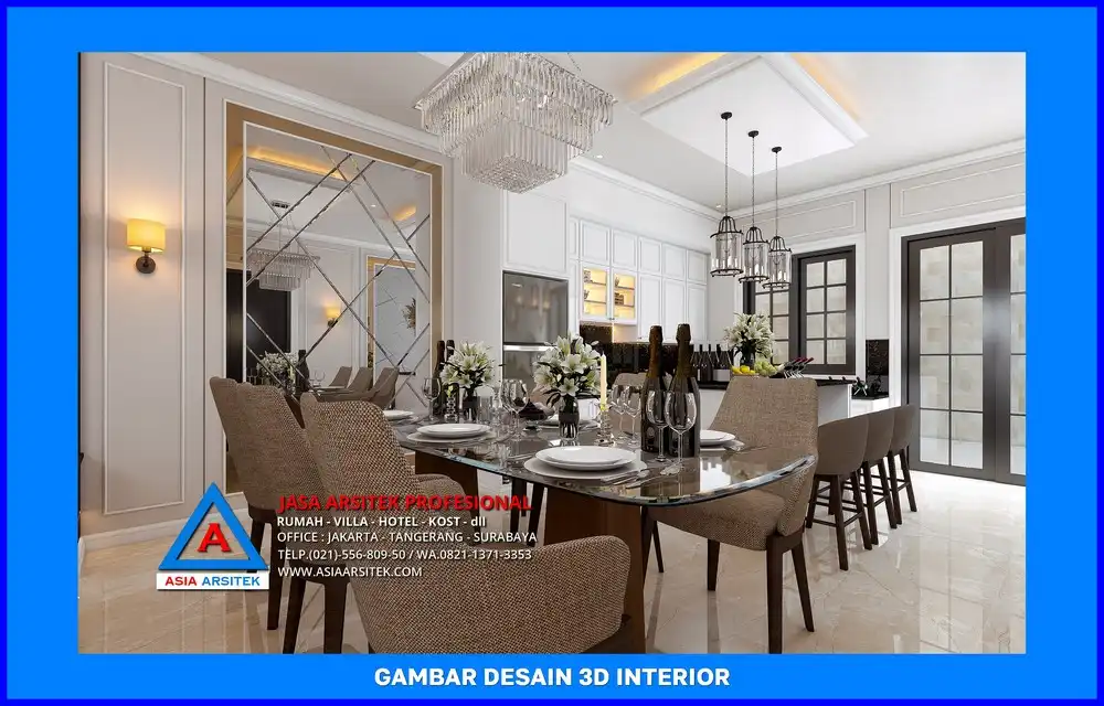 ruang makan oleh Jasa Desain Rumah di Tirtajaya Depok, jasa arsitek rumah depok, jasa desain rumah depok, jasa gambar rumah depok