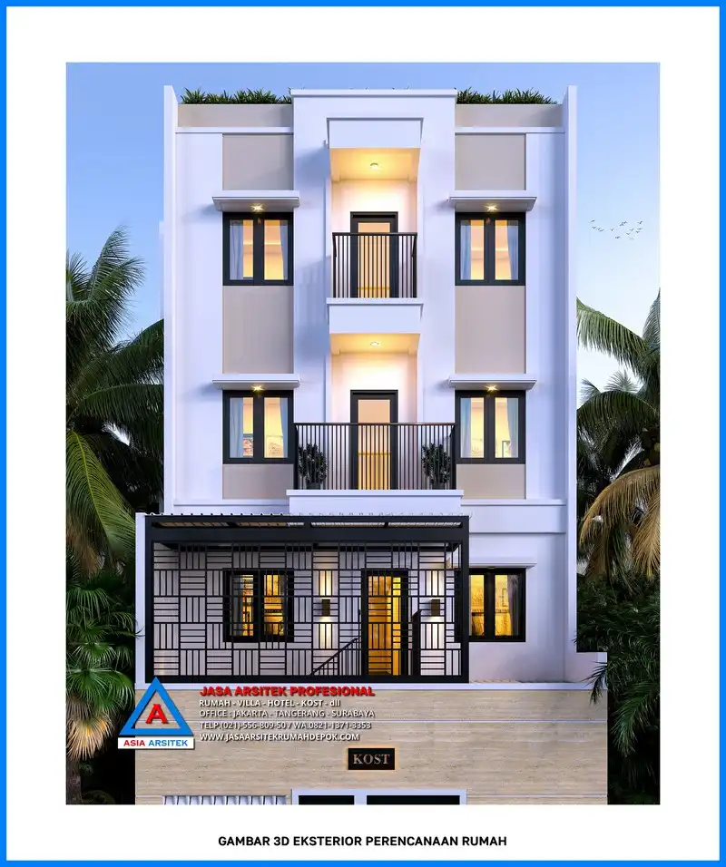 tampak depan rumah kost Kontraktor Rumah Kost 4 Lantai Profesional, kontraktor rumah, jasa kontraktor, jasa kontraktor rumah, kontraktor bangun rumah, kontraktor rumah mewah, kontraktor bangunan, jasa kontraktor bangunan
