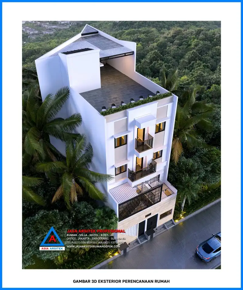 tampak atas Kontraktor Rumah Kost 4 Lantai Profesional, kontraktor rumah, jasa kontraktor, jasa kontraktor rumah, kontraktor bangun rumah, kontraktor rumah mewah, kontraktor bangunan, jasa kontraktor bangunan