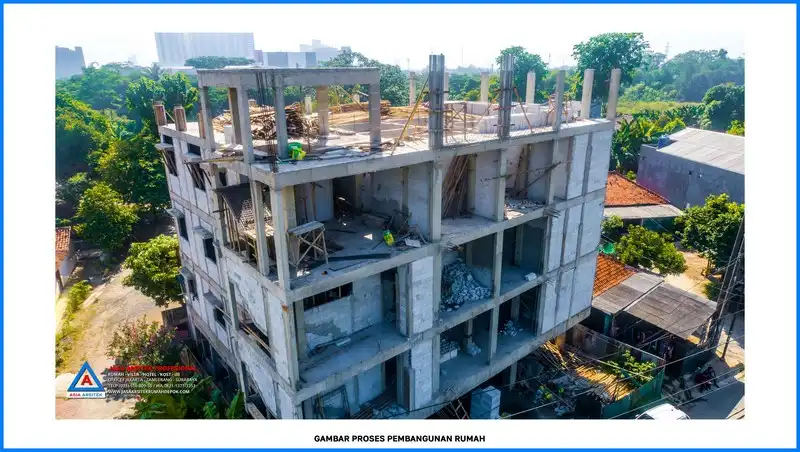 tampak atas bangunan Kontraktor Rumah Kost 4 Lantai, kontraktor rumah, jasa kontraktor, jasa kontraktor rumah, kontraktor bangun rumah, kontraktor rumah mewah, kontraktor bangunan, jasa kontraktor bangunan