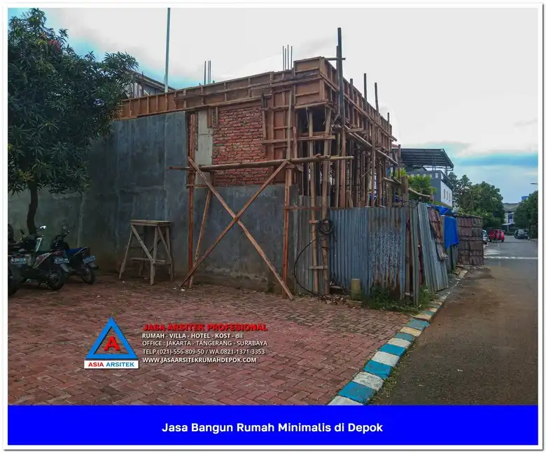 tampak samping kiri Jasa Bangun Rumah Minimalis di Depok, jasa arsitek rumah, biaya bangun rumah per meter, jasa bangun rumah per meter, kontraktor bangun rumah, jasa bangun rumah borongan, harga bangun rumah per meter