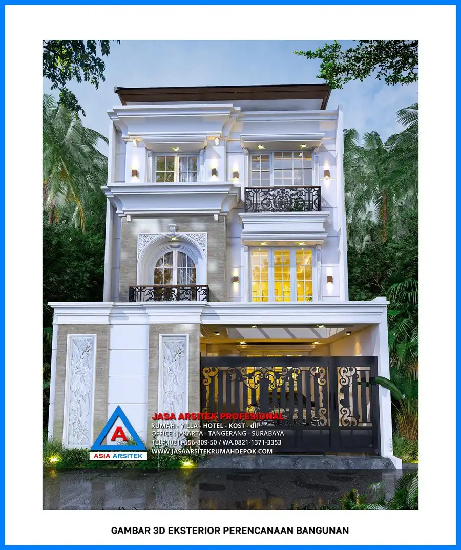 3d tampak depan Kontraktor Bangunan Rumah 3 Lantai, kontraktor rumah, jasa kontraktor, jasa kontraktor rumah, kontraktor bangun rumah, kontraktor rumah mewah, kontraktor bangunan, jasa kontraktor bangunan