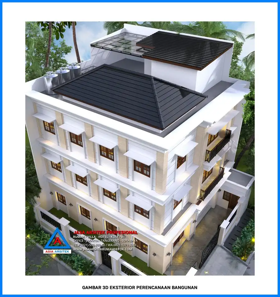 tampak atas Kontraktor Bangunan Rumah Kost 3 Lantai, kontraktor rumah, jasa kontraktor, jasa kontraktor rumah, kontraktor bangun rumah, kontraktor rumah mewah, kontraktor bangunan, jasa kontraktor bangunan