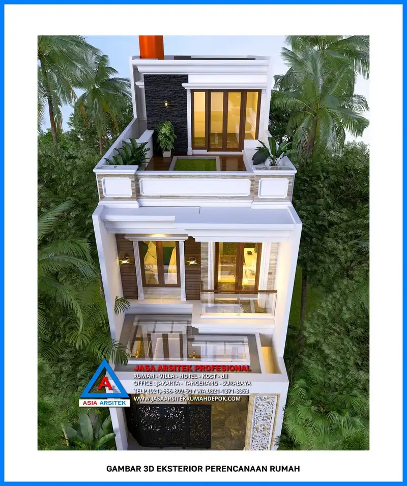 3d tampak atas Kontraktor Rumah 3 Lantai 4 Kamar, kontraktor rumah, jasa kontraktor, jasa kontraktor rumah, kontraktor bangun rumah, kontraktor rumah mewah, kontraktor bangunan, jasa kontraktor bangunan