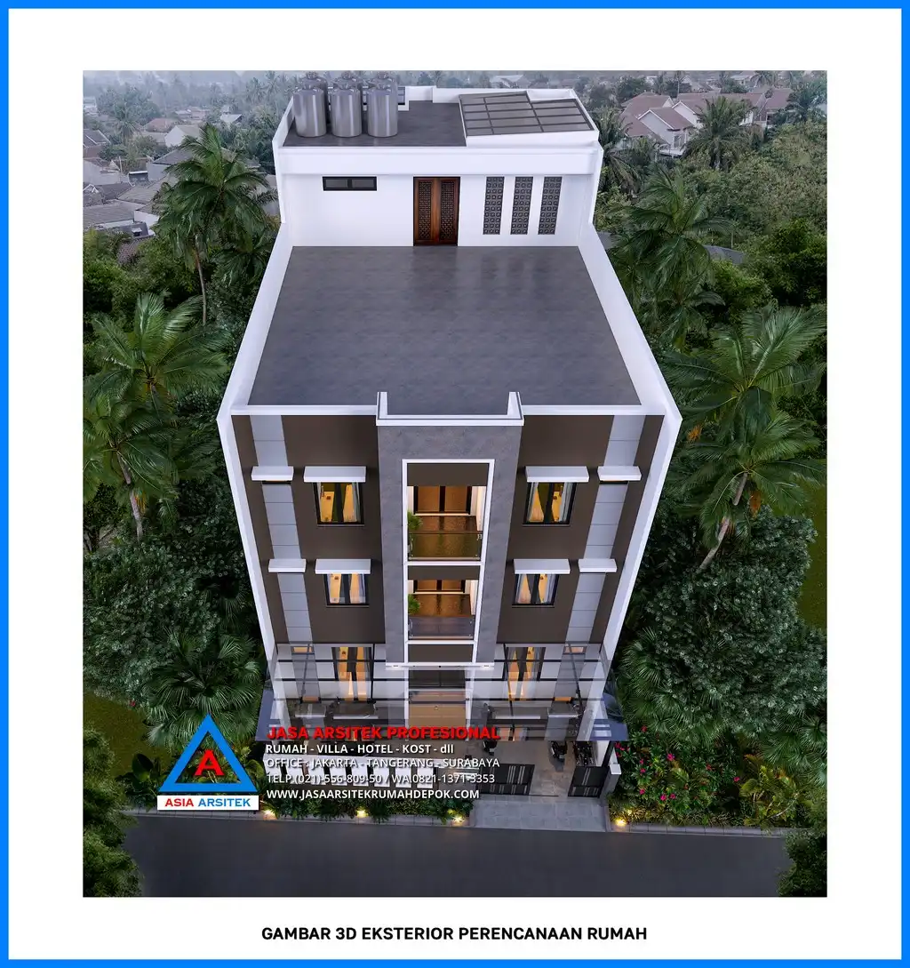 tampak atas Kontraktor Rumah Kost 3 Lantai Minimalis, kontraktor rumah, jasa kontraktor, jasa kontraktor rumah, kontraktor bangun rumah, kontraktor rumah mewah, kontraktor bangunan, jasa kontraktor bangunan