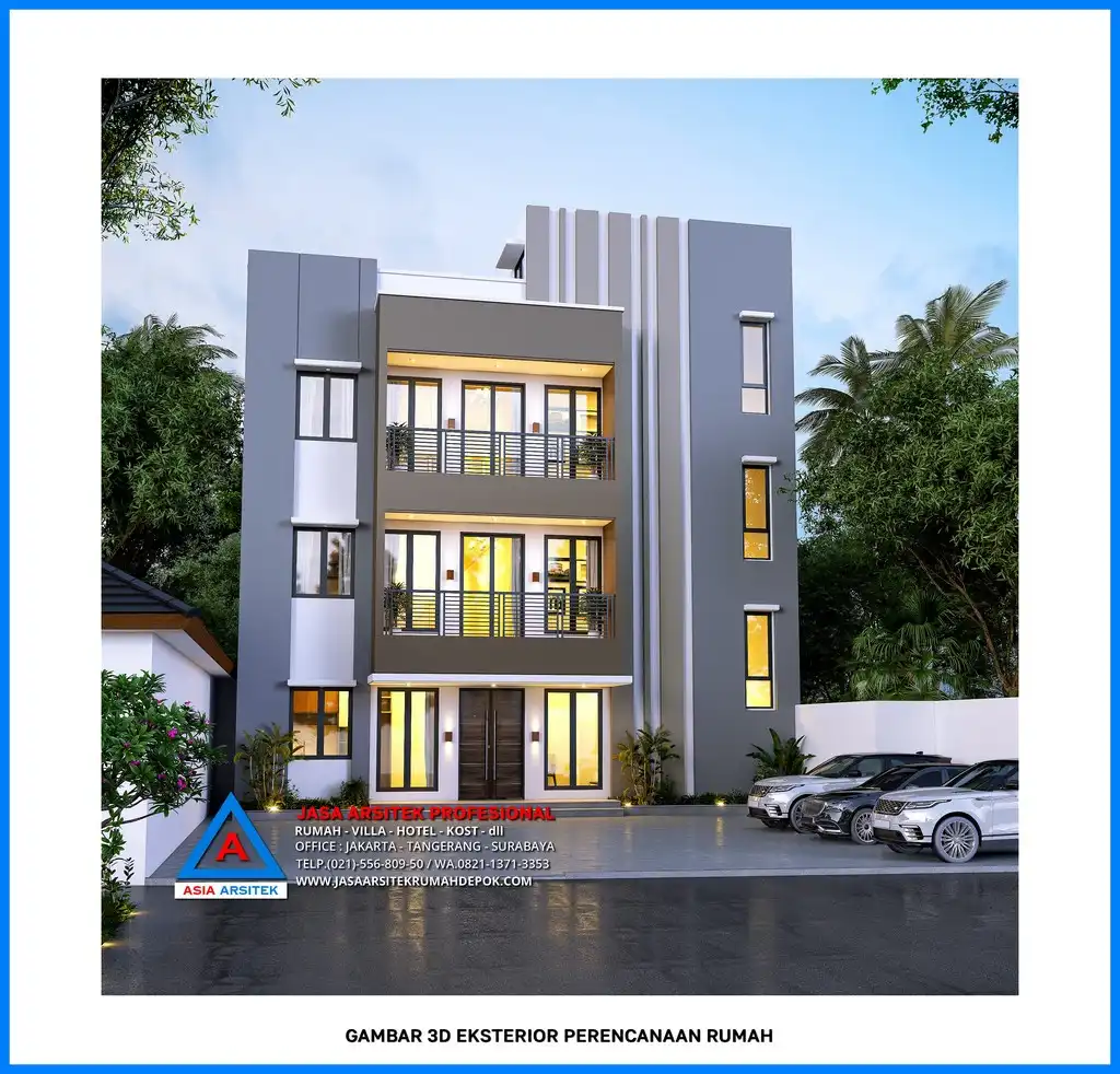 tampak depan Kontraktor Rumah Kost 3 Lantai dan Biaya, kontraktor rumah, jasa kontraktor, jasa kontraktor rumah, kontraktor bangun rumah, kontraktor rumah mewah, kontraktor bangunan, jasa kontraktor bangunan