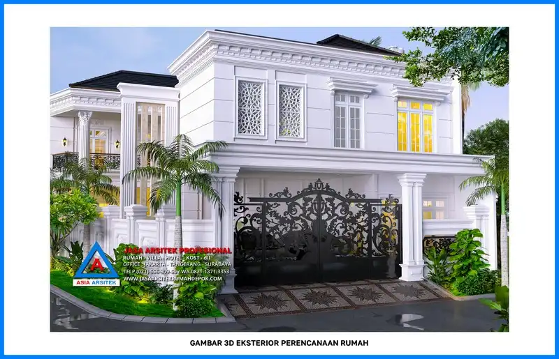 tampak samping rumah Kontraktor Rumah Mewah Klasik 2 Lantai, kontraktor rumah, jasa kontraktor, jasa kontraktor rumah, kontraktor bangun rumah, kontraktor rumah mewah, kontraktor bangunan, jasa kontraktor bangunan