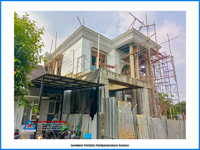 depan kiri bangunan Kontraktor Rumah Mewah Klasik 2 Lantai, kontraktor rumah, jasa kontraktor, jasa kontraktor rumah, kontraktor bangun rumah, kontraktor rumah mewah, kontraktor bangunan, jasa kontraktor bangunan