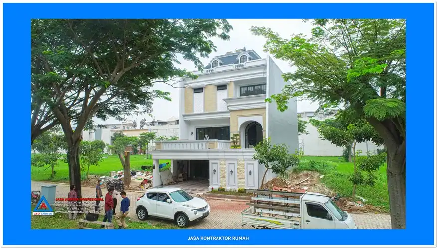 tampak depan bangunan Kontraktor Rumah Mewah di Jakarta Barat, kontraktor rumah, jasa kontraktor, jasa kontraktor rumah, kontraktor bangun rumah, kontraktor rumah mewah, kontraktor bangunan, jasa kontraktor bangunan
