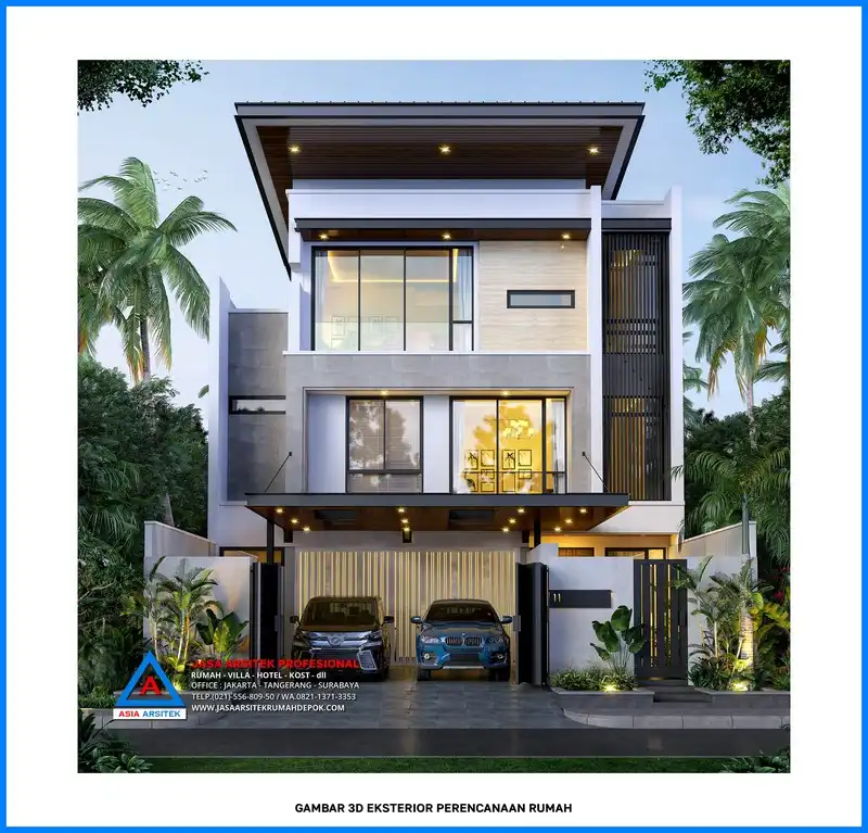 tampak depan Kontraktor Rumah Modern 3 Lantai, kontraktor rumah, jasa kontraktor, jasa kontraktor rumah, kontraktor bangun rumah, kontraktor rumah mewah, kontraktor bangunan, jasa kontraktor bangunan
