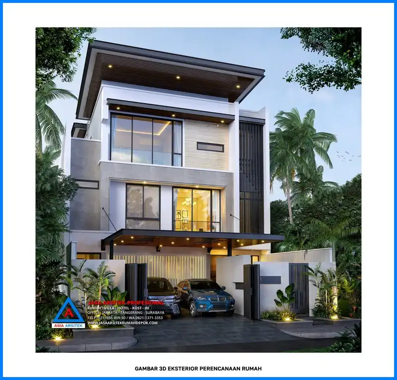 depan kiri Kontraktor Rumah Modern 3 Lantai, kontraktor rumah, jasa kontraktor, jasa kontraktor rumah, kontraktor bangun rumah, kontraktor rumah mewah, kontraktor bangunan, jasa kontraktor bangunan