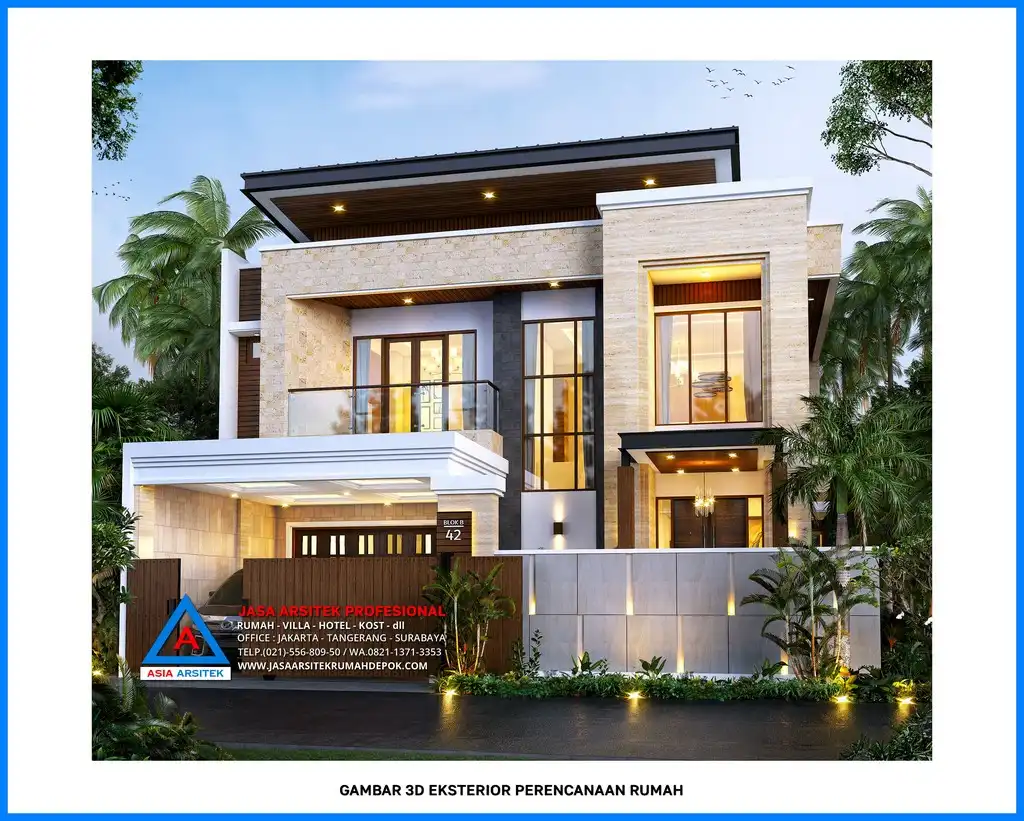 tampak depan Kontraktor Rumah Tropis 3 Lantai 4 Kamar, kontraktor rumah, jasa kontraktor, jasa kontraktor rumah, kontraktor bangun rumah, kontraktor rumah mewah, kontraktor bangunan, jasa kontraktor bangunan