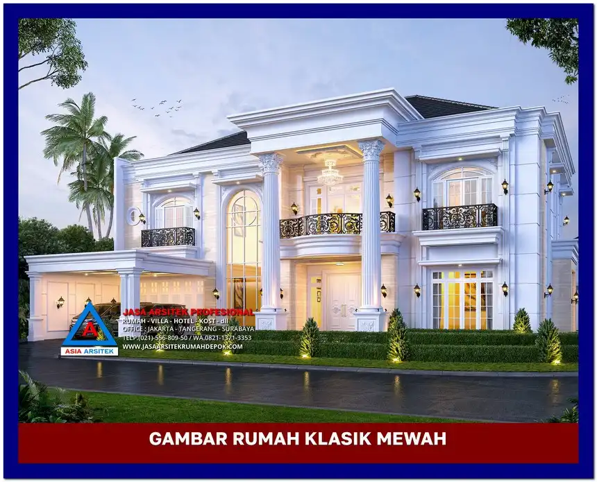 view depan Gambar Desain Rumah Klasik 2 Lantai di lahan 670 m2, gambar rumah klasik, desain rumah klasik, model rumah klasik, rumah klasik elegan, inspirasi rumah klasik, contoh rumah klasik