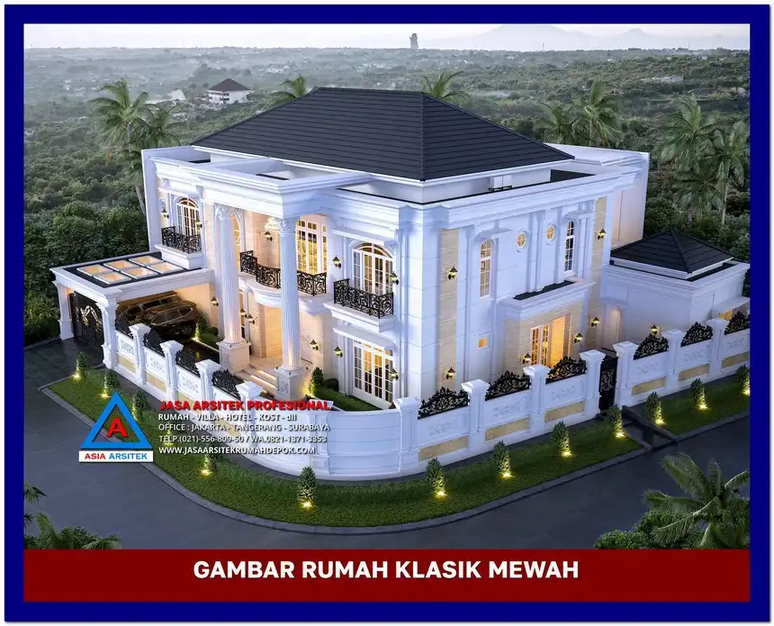 tampak atas Gambar Desain Rumah Klasik 2 Lantai di lahan 670 m2, gambar rumah klasik, desain rumah klasik, model rumah klasik, rumah klasik elegan, inspirasi rumah klasik, contoh rumah klasik